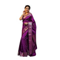 Vaystra Soft Lichi Silk Printed Saree With Unstitched Blouse 5.5Mtr – Purple