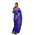 Vaystra Soft Lichi Silk Printed Saree With Unstitched Blouse 5.5Mtr – Blue