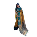 Vaystra Soft Lichi Silk Printed Saree With Unstitched Blouse 5.5Mtr – Mustard