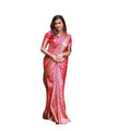 Vaystra Soft Lichi Silk Printed Saree With Unstitched Blouse 5.5Mtr – Pink