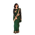 Vaystra Soft Lichi Silk Printed Saree With Unstitched Blouse 5.5Mtr – Green