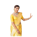 Vaystra Soft Lichi Silk Printed Saree With Unstitched Blouse 5.5Mtr – Yellow