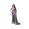Vaystra Chiffon Printed Saree With Unstitched Blouse 5.5Mtr – Grey