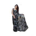 Vaystra Chiffon Printed Saree With Unstitched Blouse 5.5Mtr – Black