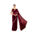 Vaystra Jimmy Choo solid Saree With Unstitched Blouse 5.5Mtr – Wine