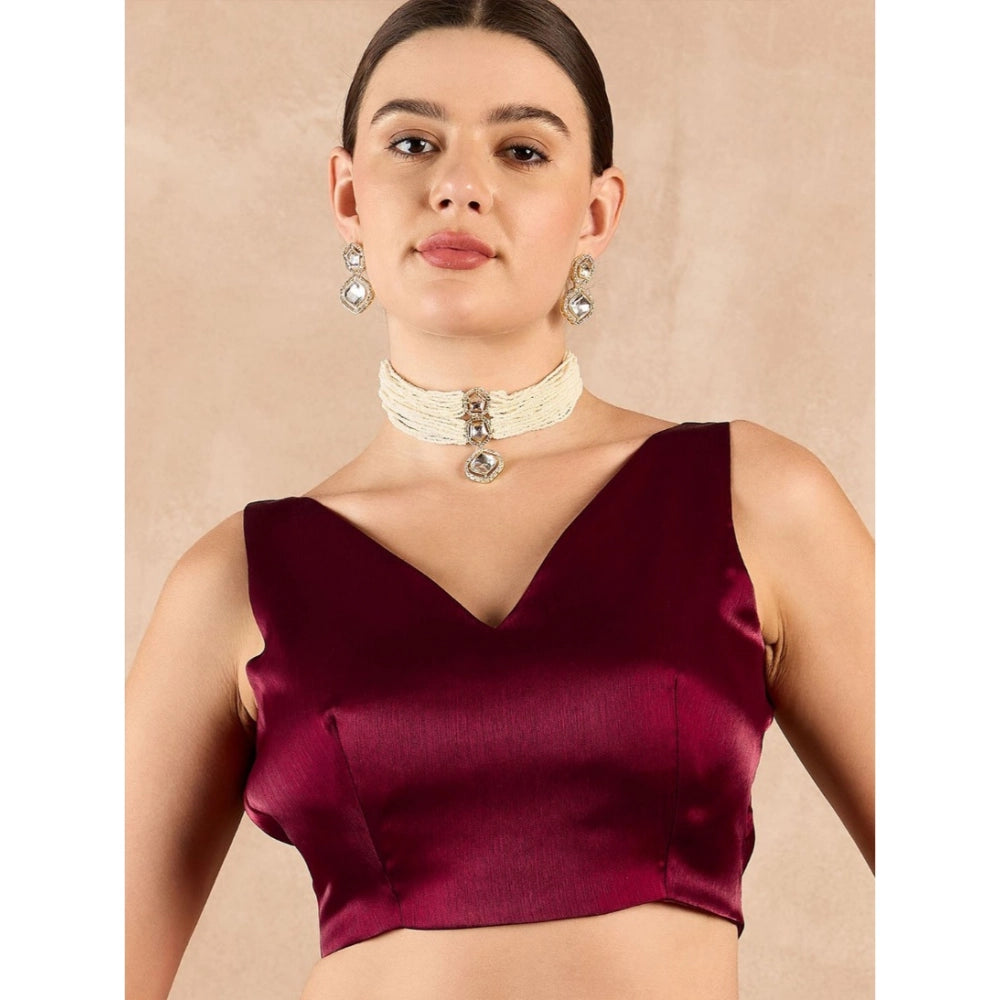 Vaystra Jimmy Choo solid Saree With Unstitched Blouse 5.5Mtr – Wine
