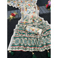Vaystra Linen Cotton Printed Saree With Unstitched Blouse 5.5Mtr – Green