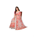 Vaystra Linen Cotton Printed Saree With Unstitched Blouse 5.5Mtr – Orange