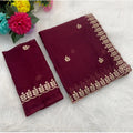 Vaystra Georgette Embroidered Saree With Unstitched Blouse 5.5Mtr – Red