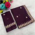 Vaystra Georgette Embroidered Saree With Unstitched Blouse 5.5Mtr – Wine