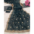 Vaystra Georgette Embroidered Saree With Unstitched Blouse 5.5Mtr – Teal