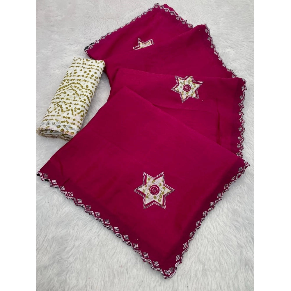 Vaystra Chiffon Butti Dotted Saree With Unstitched Blouse 5.5Mtr – Pink