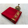 Vaystra Crepe Chit Pallu Solid Saree With Unstitched Blouse 5.5Mtr – Red