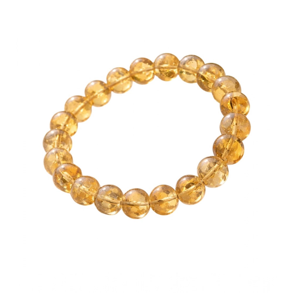 Vaystra Natural Crystal 8mm Citrine Bracelet - Yellow,