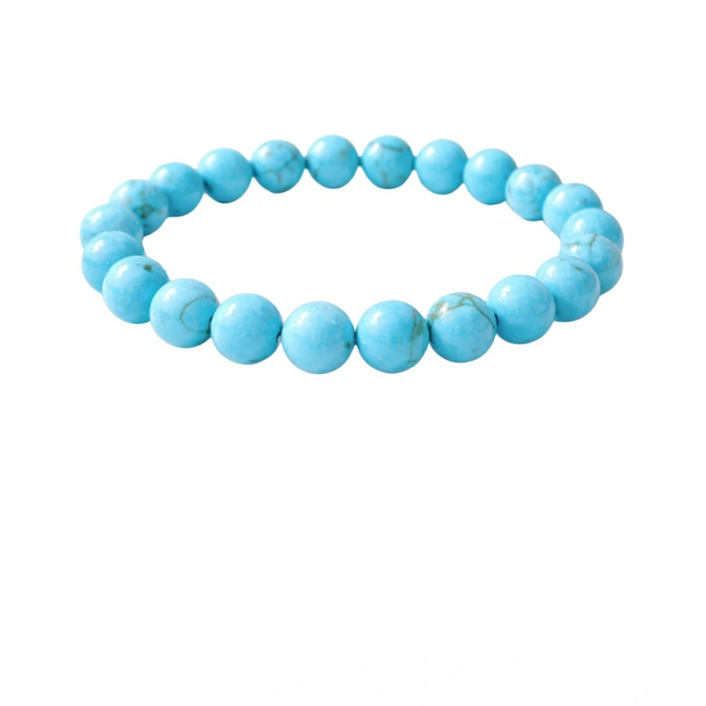 Vaystra Handcrafted Natural Crystal 8mm Turquoise Bracelet - Sky Blue, Edition