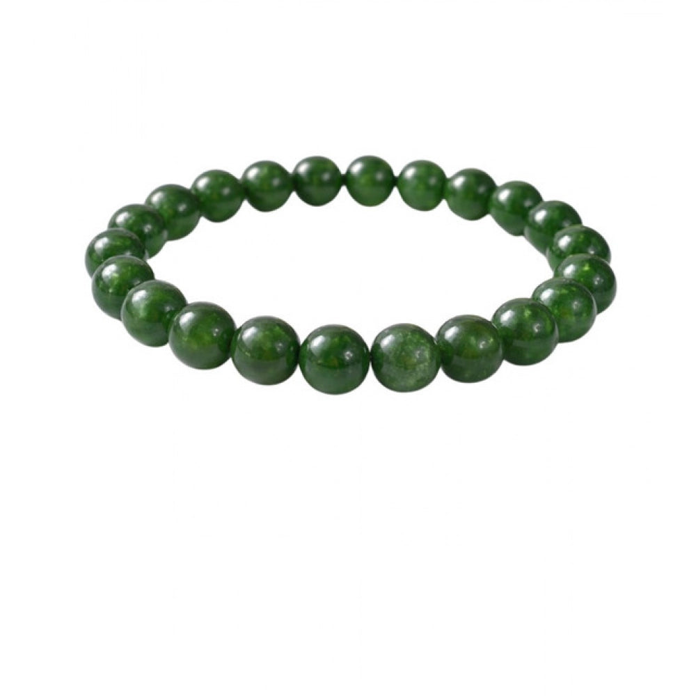 Vaystra Gold Plated Natural Crystal 8mm Green Aventurine Bracelet in Green,