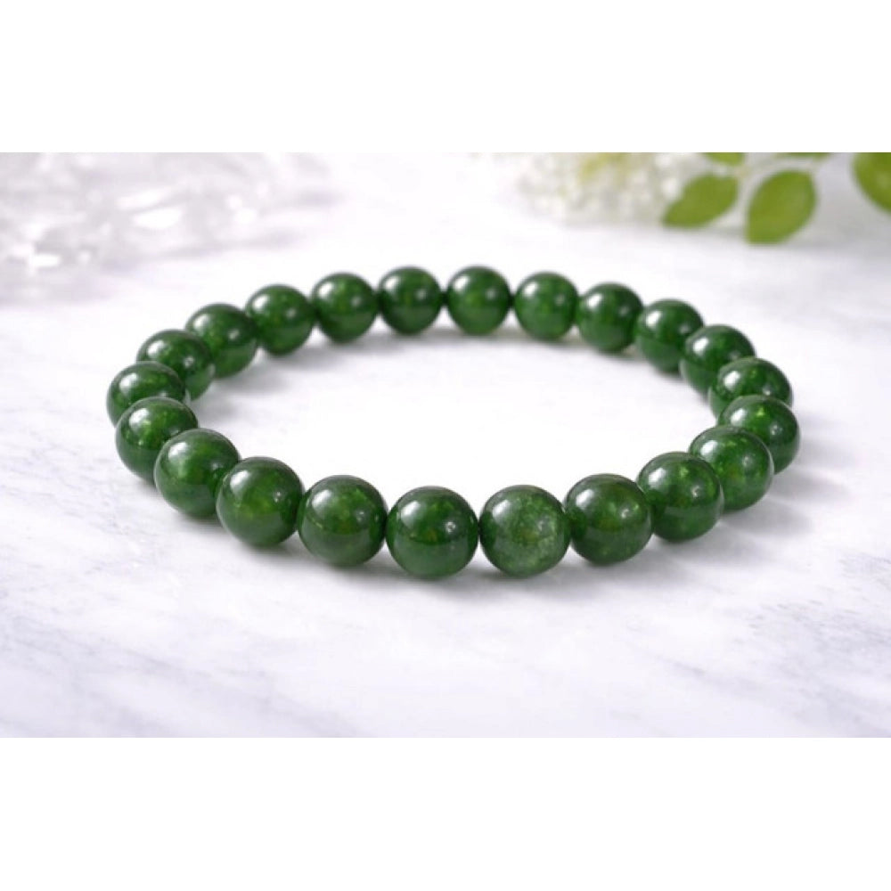 Vaystra Gold Plated Natural Crystal 8mm Green Aventurine Bracelet in Green,