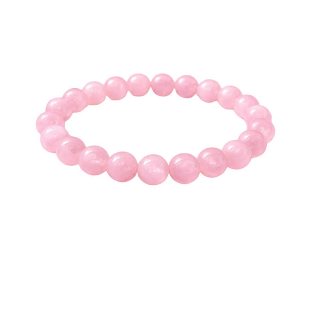 Vaystra Natural Crystal 8mm Rose Quartz Bracelet - Light Pink,