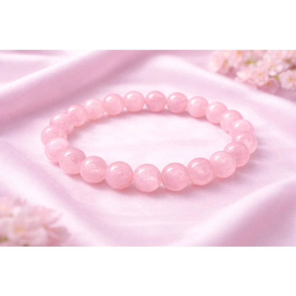 Vaystra Natural Crystal 8mm Rose Quartz Bracelet - Light Pink,