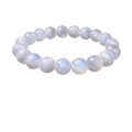 Vaystra Gold Plated Natural Crystal 8mm Moonstone Bracelet in White,