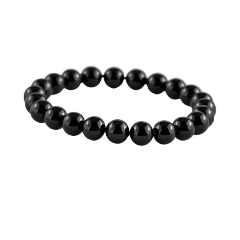 Vaystra Handcrafted Natural Crystal 8mm Black Tourmaline Bracelet - Black, Edition