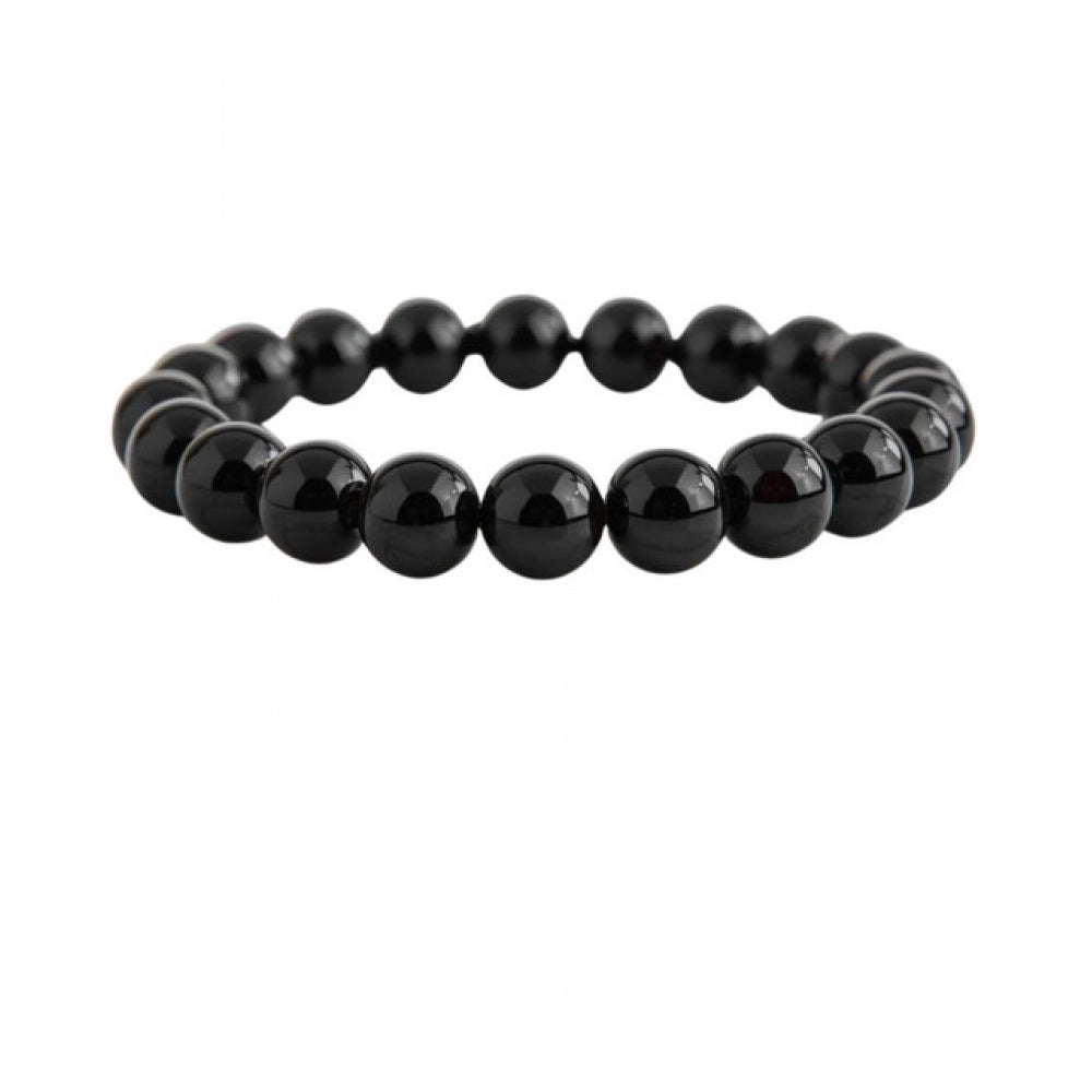 Vaystra Handcrafted Natural Crystal 8mm Black Obsidian Bracelet - Black, Edition