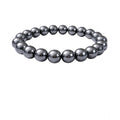Vaystra Gold Plated Natural Crystal 8mm Hematite Bracelet in Grey,