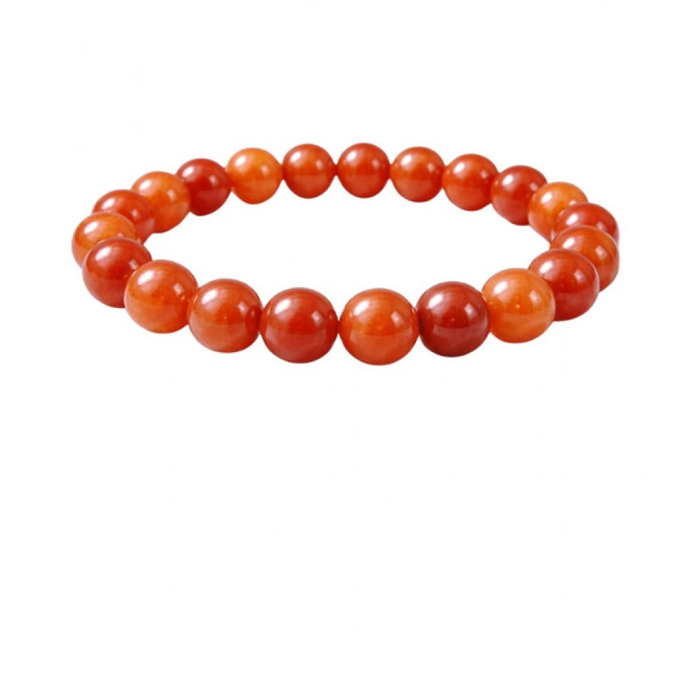 Vaystra Natural Crystal 8mm Carnelian Bracelet - Red,