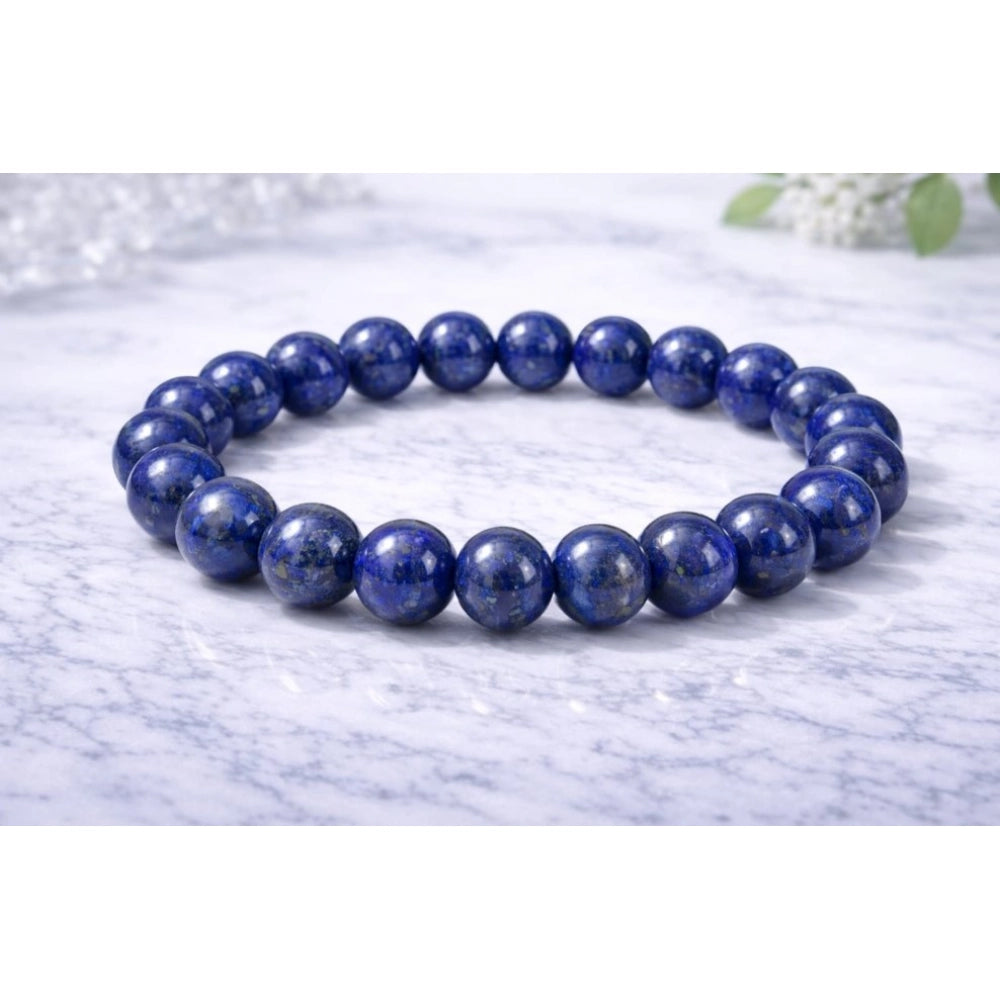 Vaystra Natural Crystal 8mm Lapis Lazuli Bracelet - Dark Purple,
