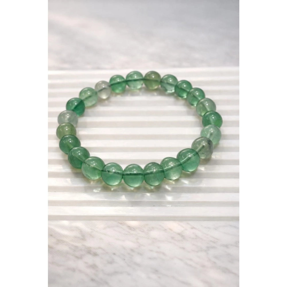 Vaystra Handcrafted Natural Crystal 8mm Fluorite Bracelet - Green, Edition