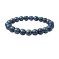 Vaystra Gold Plated Natural Crystal 8mm Azurite Bracelet in Dark Green,