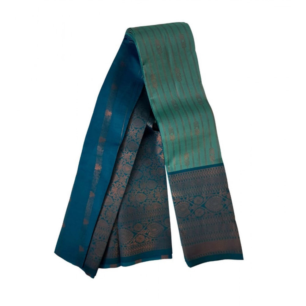 Vaystra Soft Silk Wooven Saree With Unstitched Blouse 5.5Mtr – Dark Pista