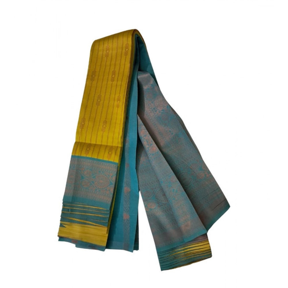 Vaystra Soft Silk Wooven Saree With Unstitched Blouse 5.5Mtr – Musterd Yellow