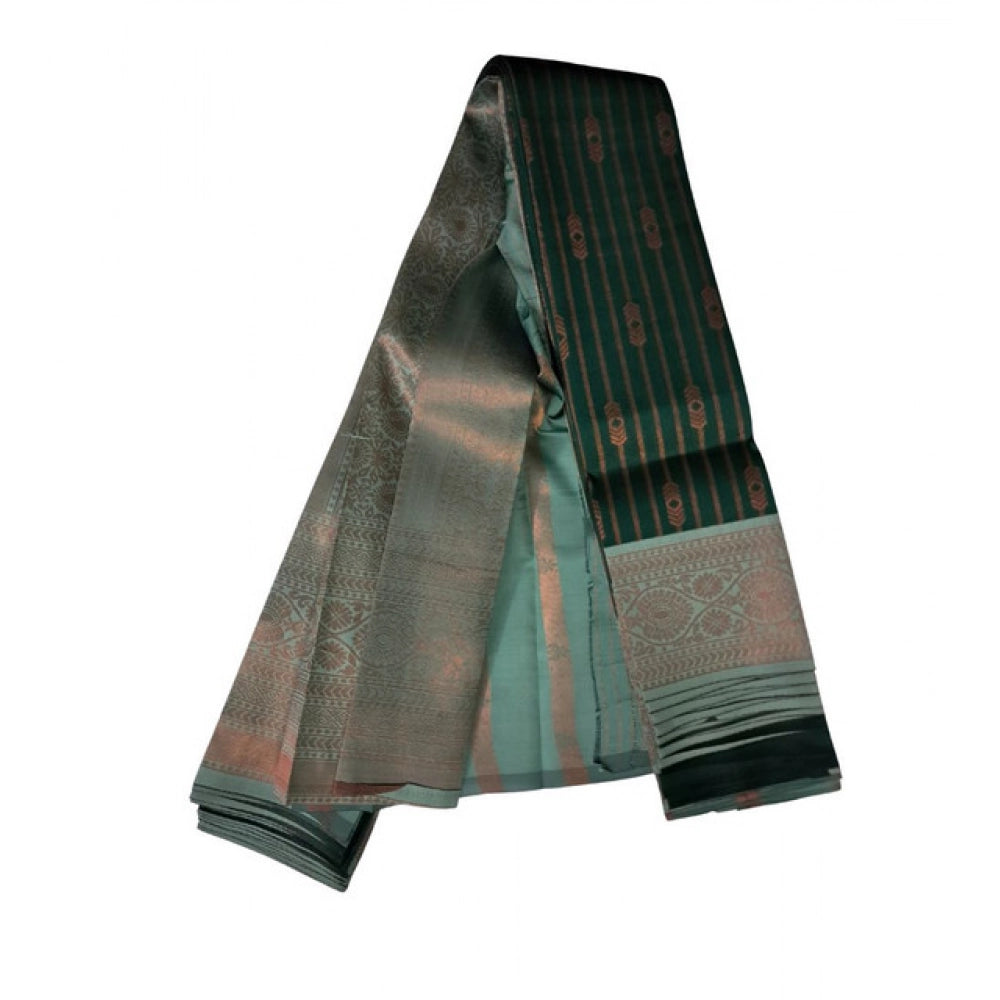 Vaystra Soft Silk Wooven Saree With Unstitched Blouse 5.5Mtr – Green