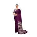 Vaystra Satin Crepe Printed Saree With Unstitched Blouse 5.5Mtr – Purple