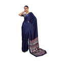 Vaystra Satin Crepe Printed Saree With Unstitched Blouse 5.5Mtr – Navy Blue