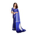 Vaystra Satin Crepe Printed Saree With Unstitched Blouse 5.5Mtr – Navy Blue