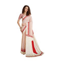 Vaystra Satin Crepe Printed Saree With Unstitched Blouse 5.5Mtr – Off White