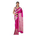Vaystra Satin Crepe Printed Saree With Unstitched Blouse 5.5Mtr – Pink