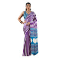 Vaystra Satin Crepe Printed Saree With Unstitched Blouse 5.5Mtr – Purple