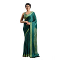 Vaystra Satin Crepe Printed Saree With Unstitched Blouse 5.5Mtr – Green