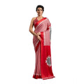 Vaystra Satin Crepe Printed Saree With Unstitched Blouse 5.5Mtr – Red