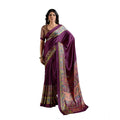 Vaystra Satin Crepe Printed Saree With Unstitched Blouse 5.5Mtr – Purple