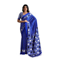 Vaystra Satin Crepe Printed Saree With Unstitched Blouse 5.5Mtr – Blue