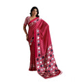 Vaystra Satin Crepe Printed Saree With Unstitched Blouse 5.5Mtr – Red