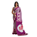 Vaystra Satin Crepe Printed Saree With Unstitched Blouse 5.5Mtr – Purple