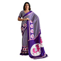 Vaystra Satin Crepe Printed Saree With Unstitched Blouse 5.5Mtr – Blue