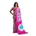 Vaystra Satin Crepe Printed Saree With Unstitched Blouse 5.5Mtr – Pink