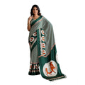 Vaystra Satin Crepe Printed Saree With Unstitched Blouse 5.5Mtr – Green