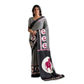 Vaystra Satin Crepe Printed Saree With Unstitched Blouse 5.5Mtr – Black